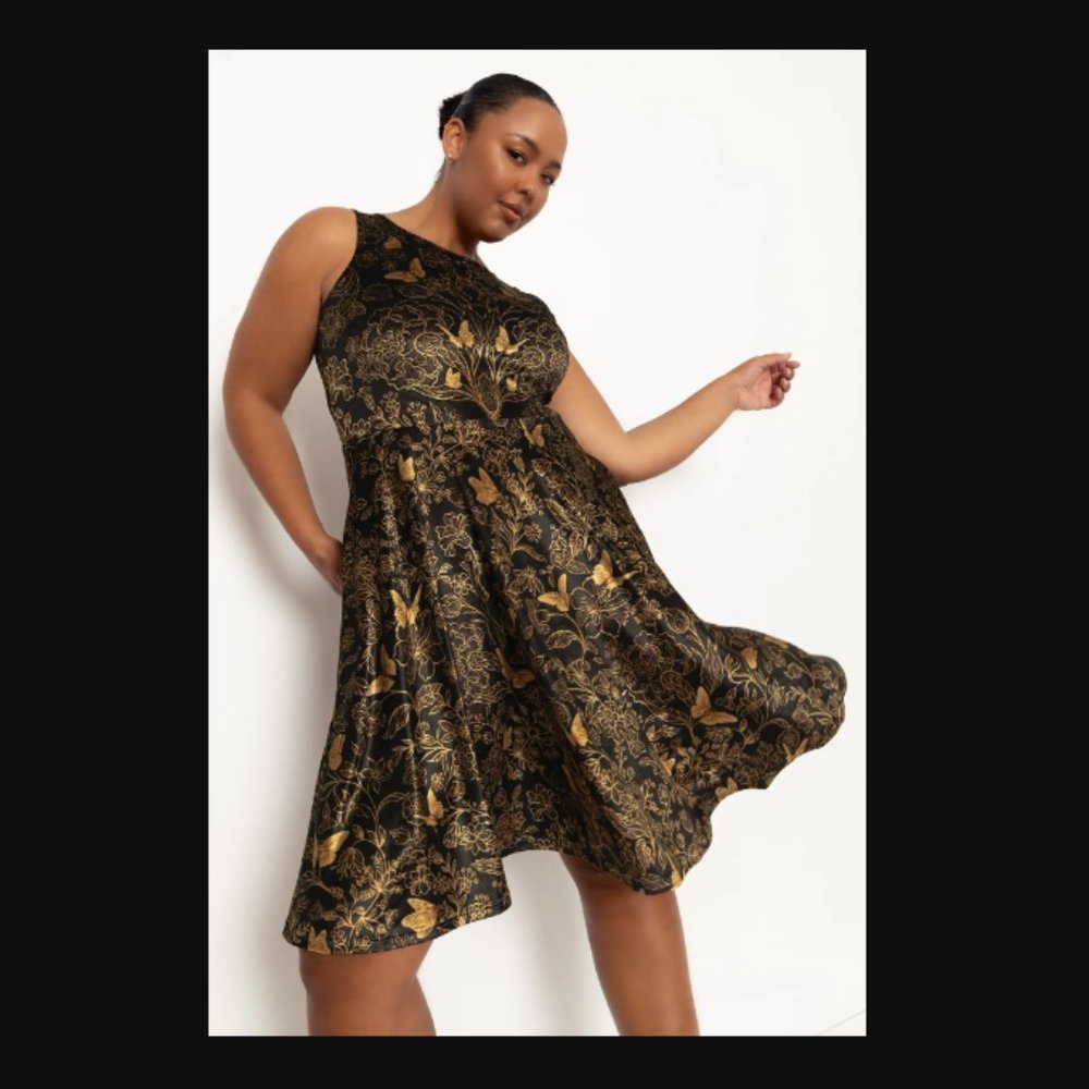Blackmilk - Golden Garden Velvet Princess Midi Dress NWT